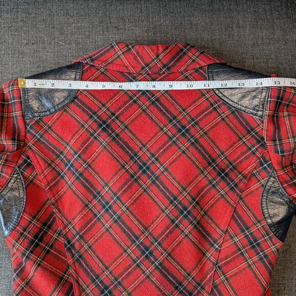 Smythe Wool Red Tartan Plaid Leather Rifle Patch Equestrian Blazer 6 - Picture 13 of 14